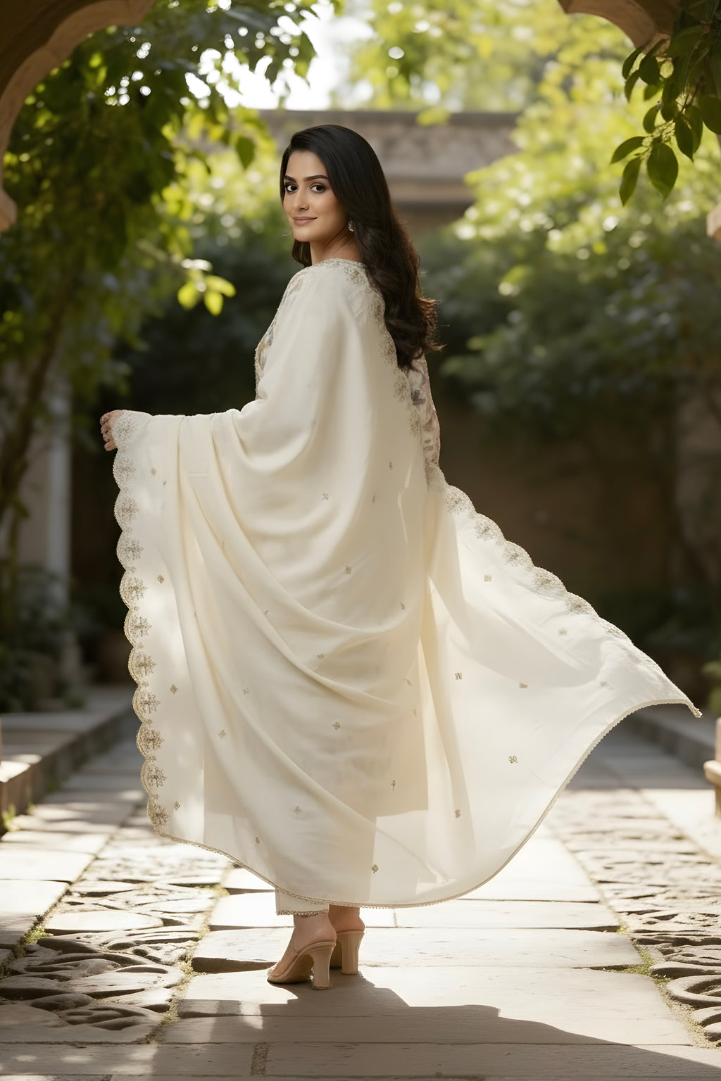 Glace Cotton Tilla Embroidery on Neck with Embroidered Dupatta and Pant